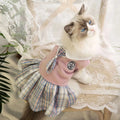 Polyester tartan skirt pet clothing for dogs and cats in princess style with colour options