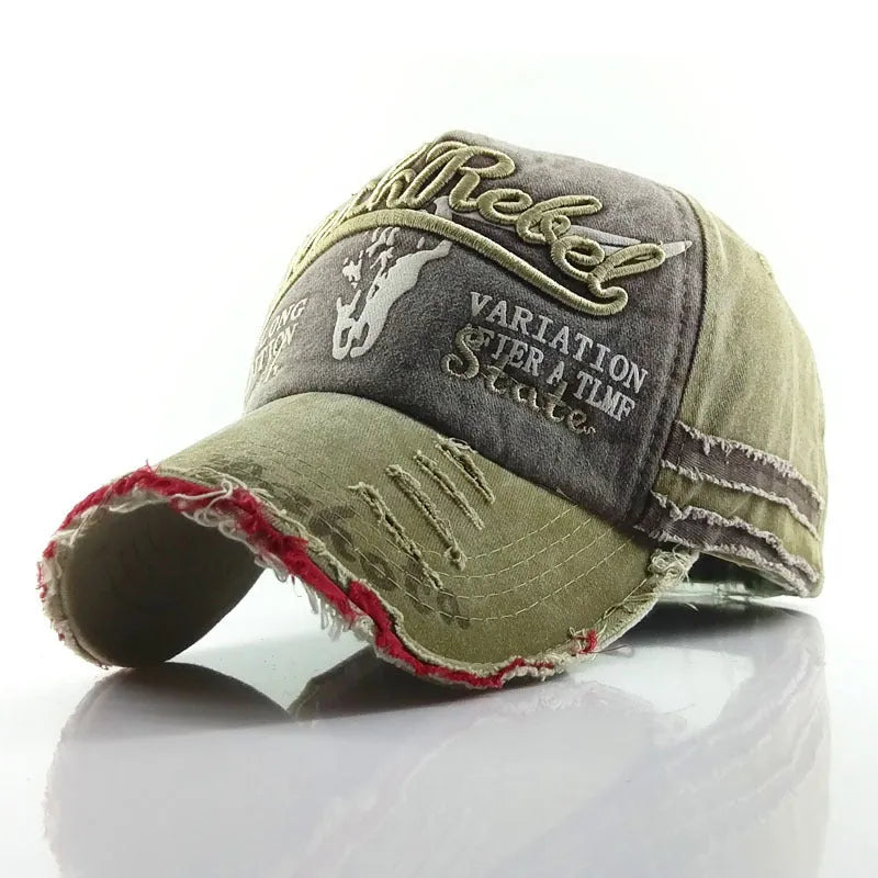 Retro denim baseball cap for men and women, adjustable wide brim, available in black