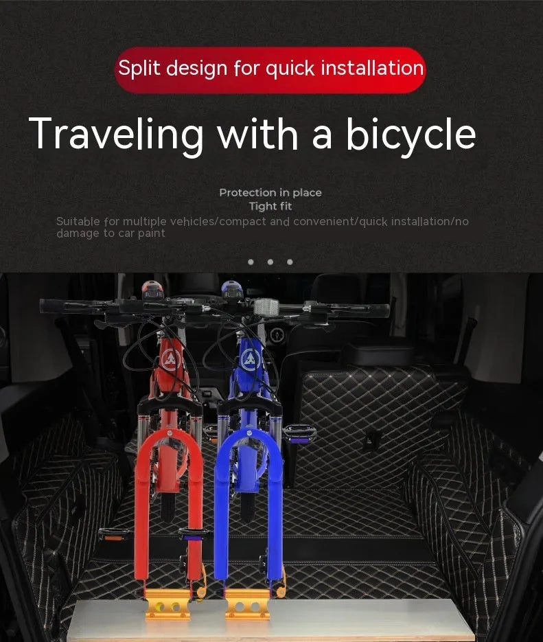 Silver metal bicycle front fork quick release fixing clip for SUV modification transport