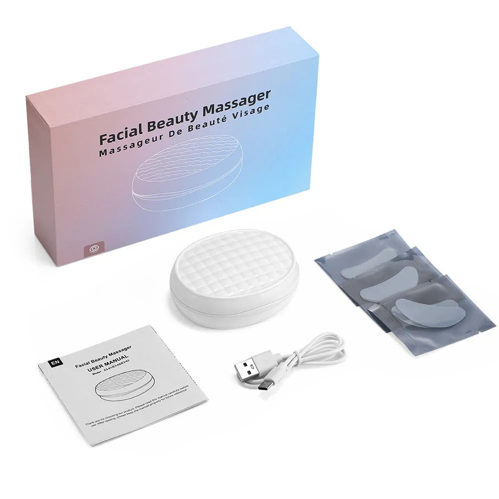 White wireless red light and EMS facial and eye massager beauty device