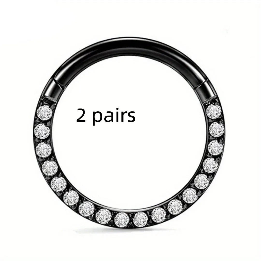 316 stainless steel seamless nose ring showing colour options including black, gold and rose gold finishes