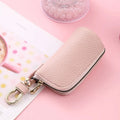 Men's simple PU leather zipper key case in black, gray, or pink colours with waterproof storage