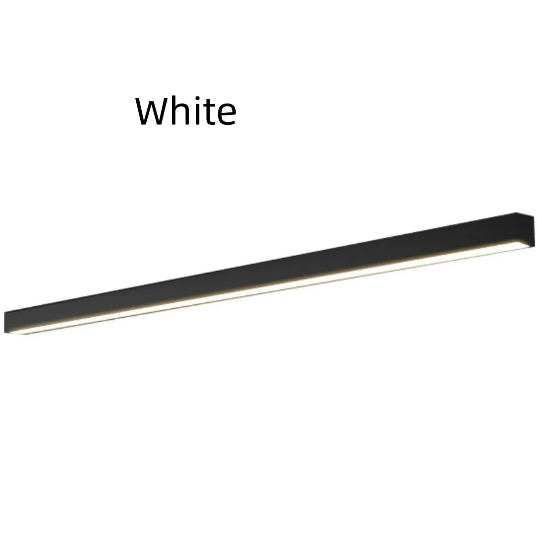 Rectangular aluminium ceiling lamp in Obsidian Black finish, 53.6cm width, 20W