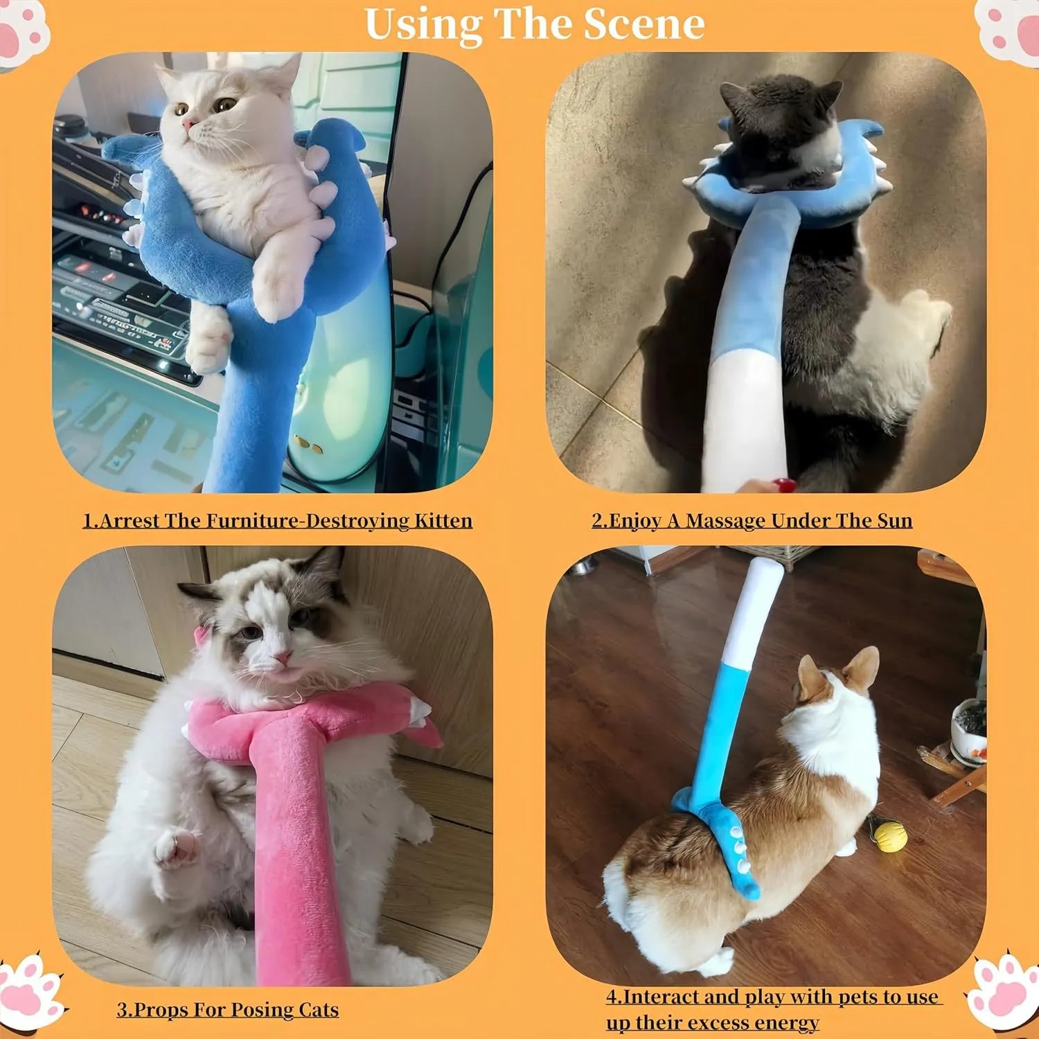 70cm blue plush cat wand toy with soft tip for interactive indoor play with cats