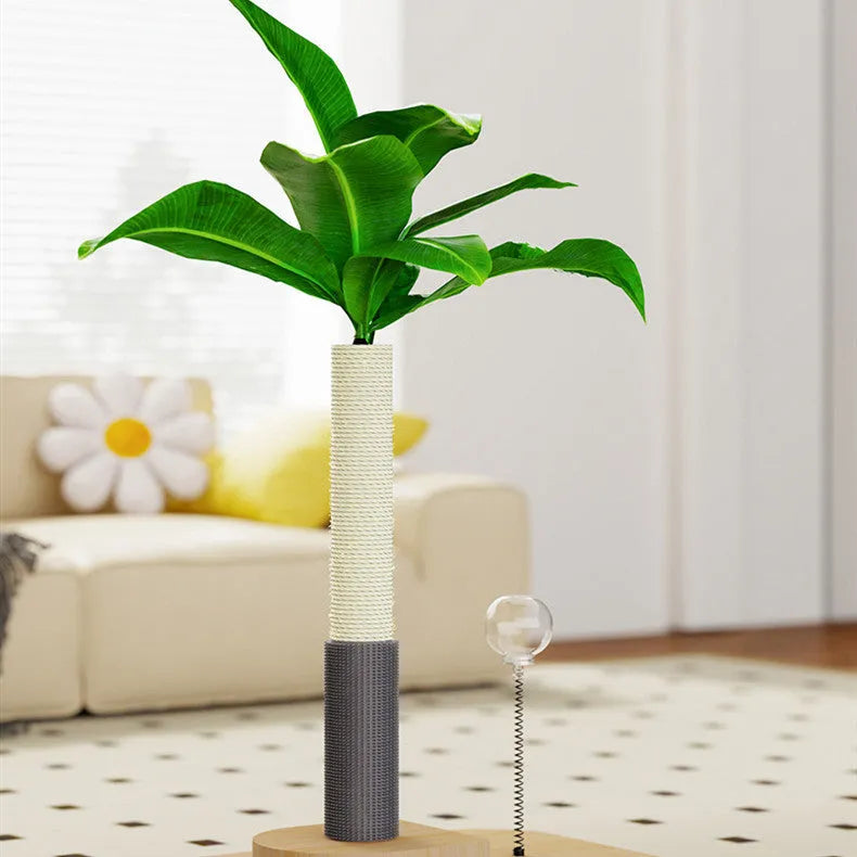 Canna coloured wooden vertical cat scratching post with a simple design