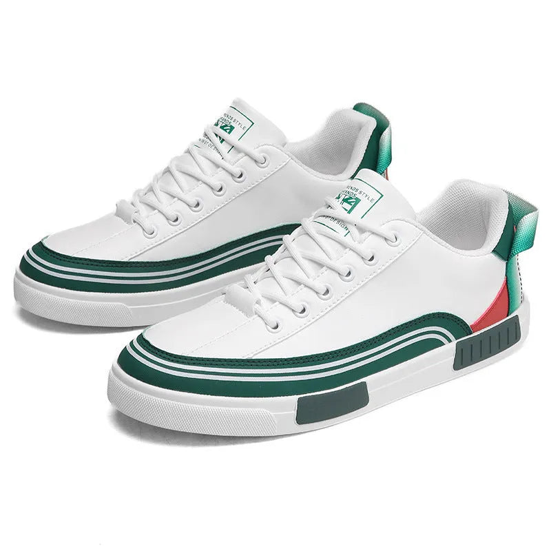 Men's beige and white-green canvas casual shoes with mesh ventilation panels