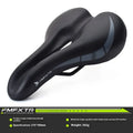 Bicycle seat cushion with hollow design pattern, PU leather exterior, measures 270mm by 180mm