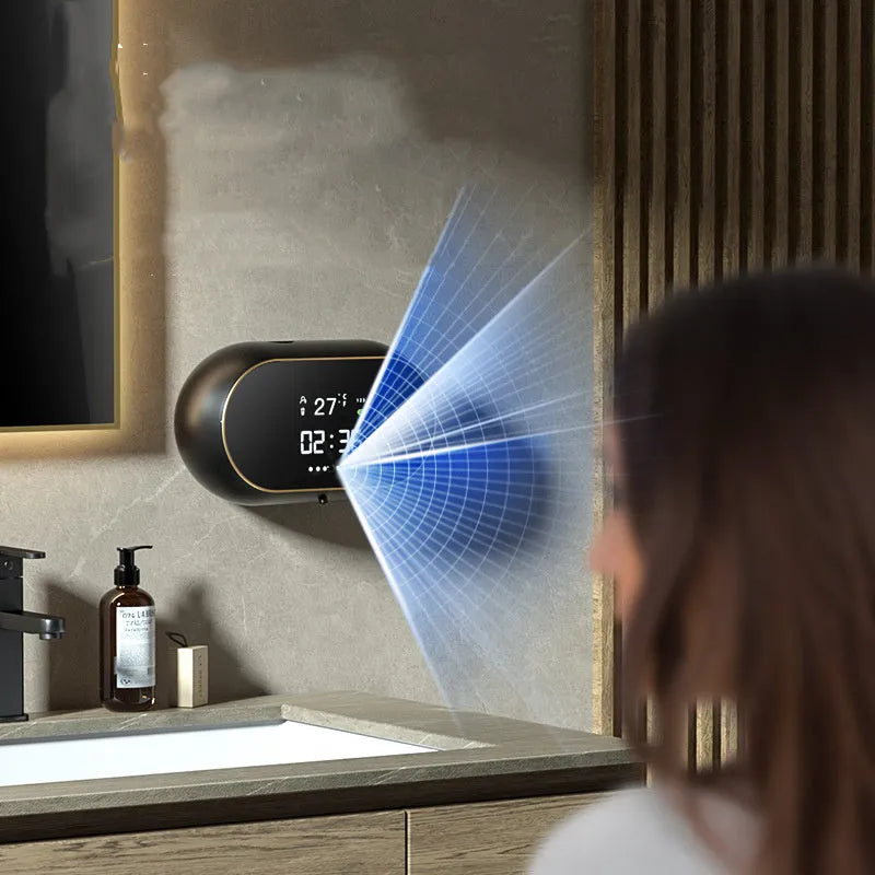 Wall mounted automatic hand soap dispenser in white with USB cable