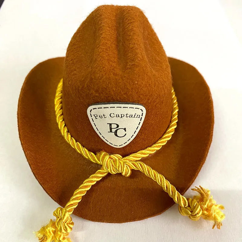 British cat cowboy hat in non-woven fabric with pointed ears, shown in black with ribbon trim