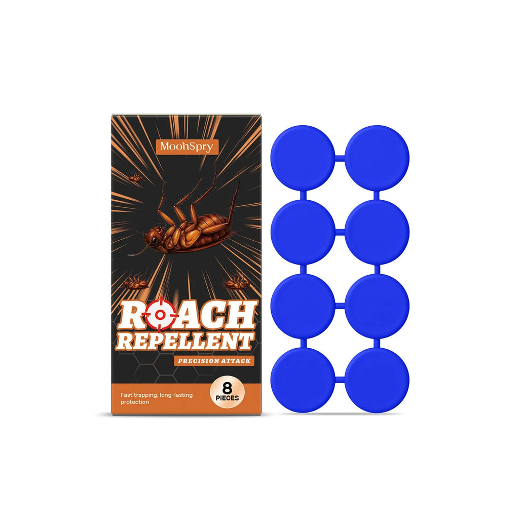 Indoor cockroach killer kit with 8 bait stickers and 8 glue traps for kitchen pest control