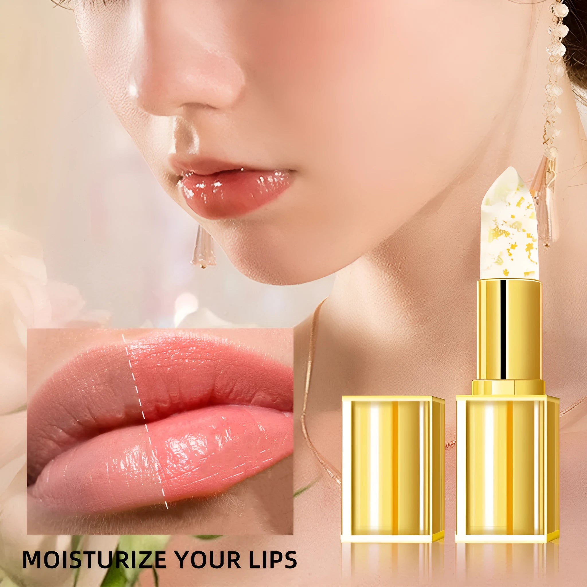 Single 3.5g stick of warm color-changing anti-smudge lipstick on a white background.