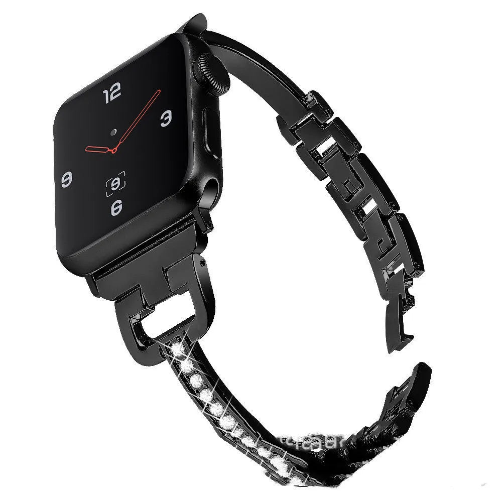 D-shaped metal diamond Apple watch strap in multiple colours for iWatch Smart Watch 12345