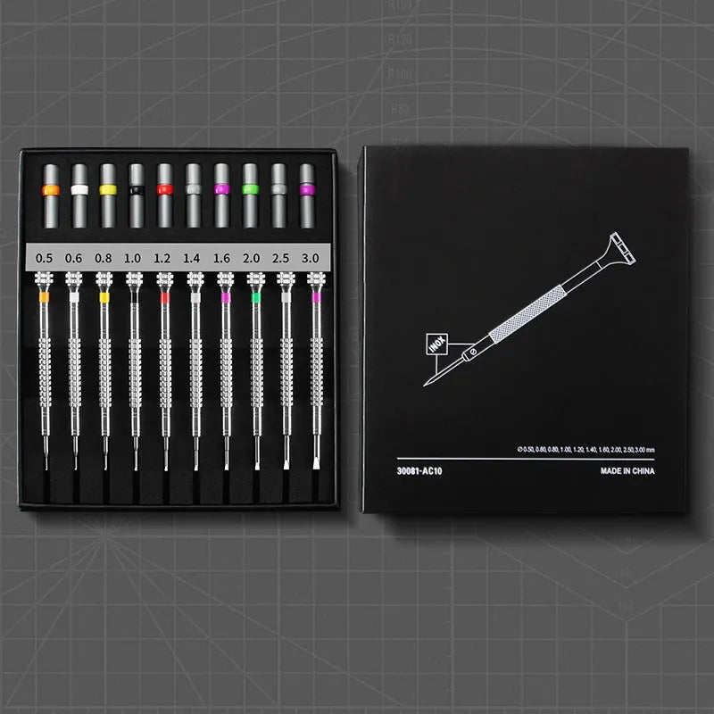 Watch repair tools precision screwdriver set with 10 pieces and 20 spare drill bits