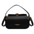 Women's personalised PU leather shoulder messenger bag in beige with letter detailing and stitching.