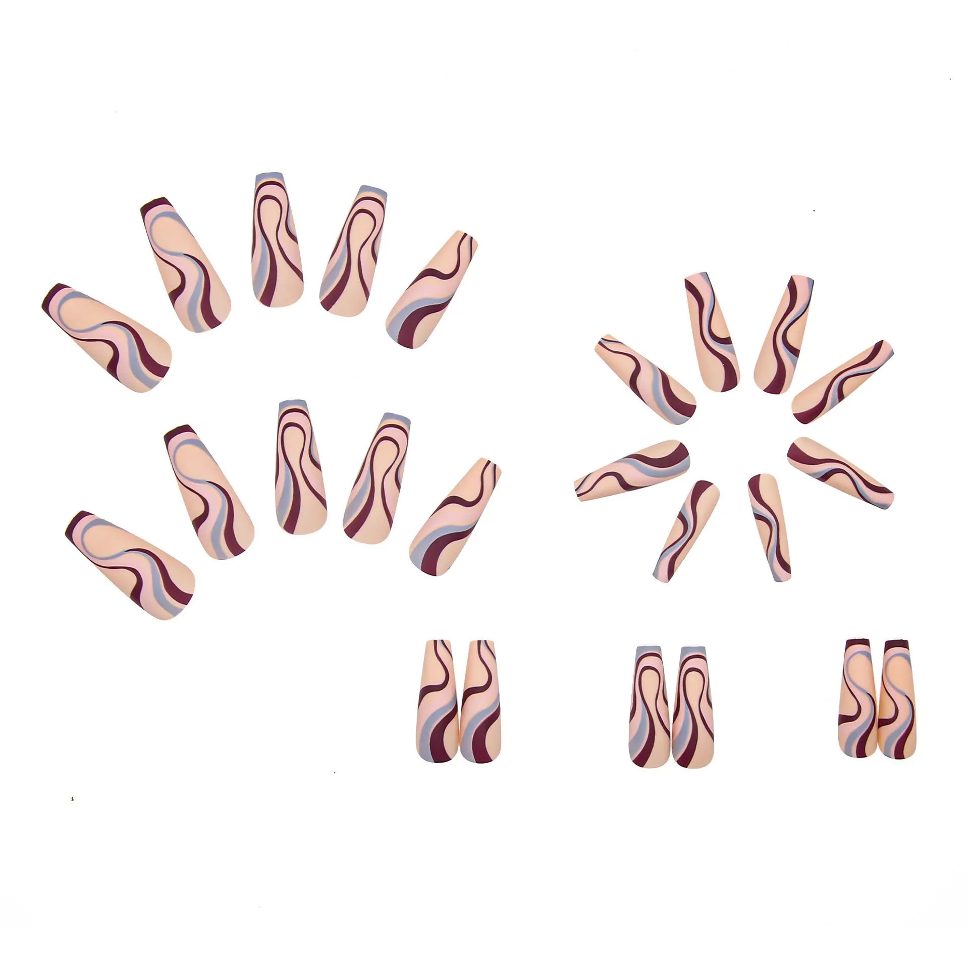 Ballet wave line design nail stickers with jelly glue adhesive in decorative packaging