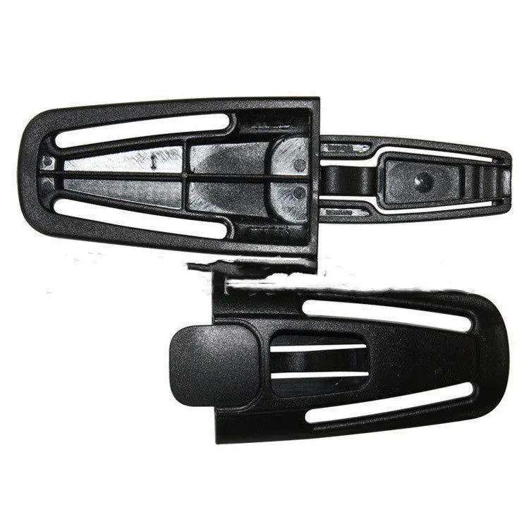 Black nylon seat belt clip for child safety seats with 5-point buckle design