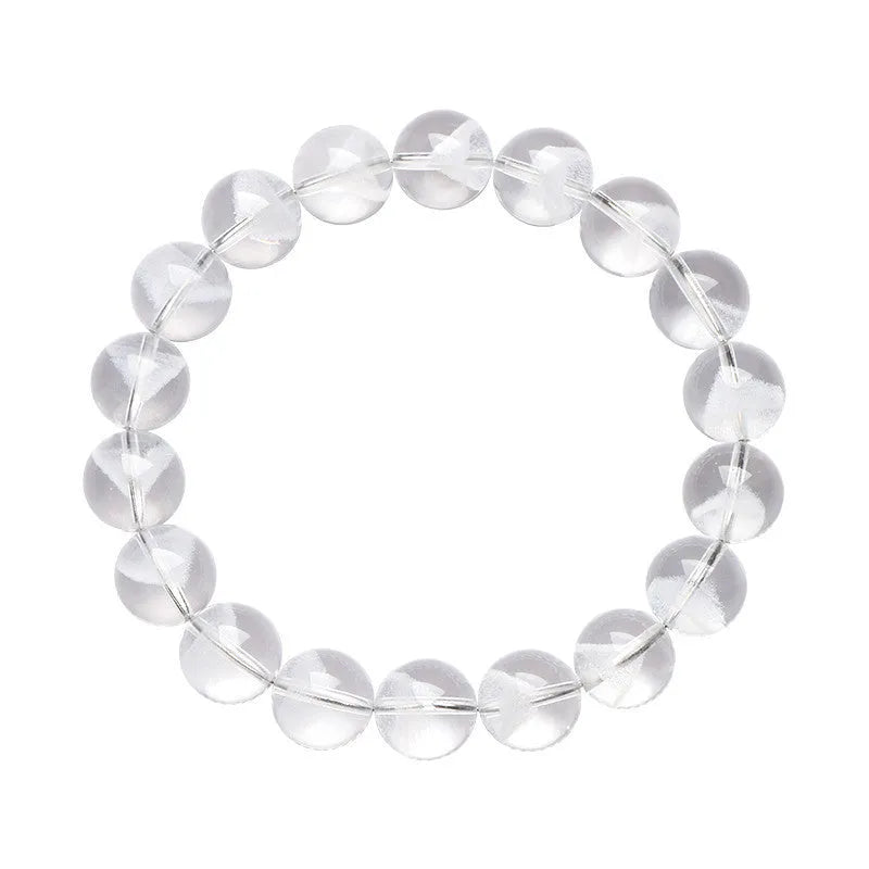 Women's white crystal pyramid bracelet with traditional Ruyi element design showing multiple bead sizes