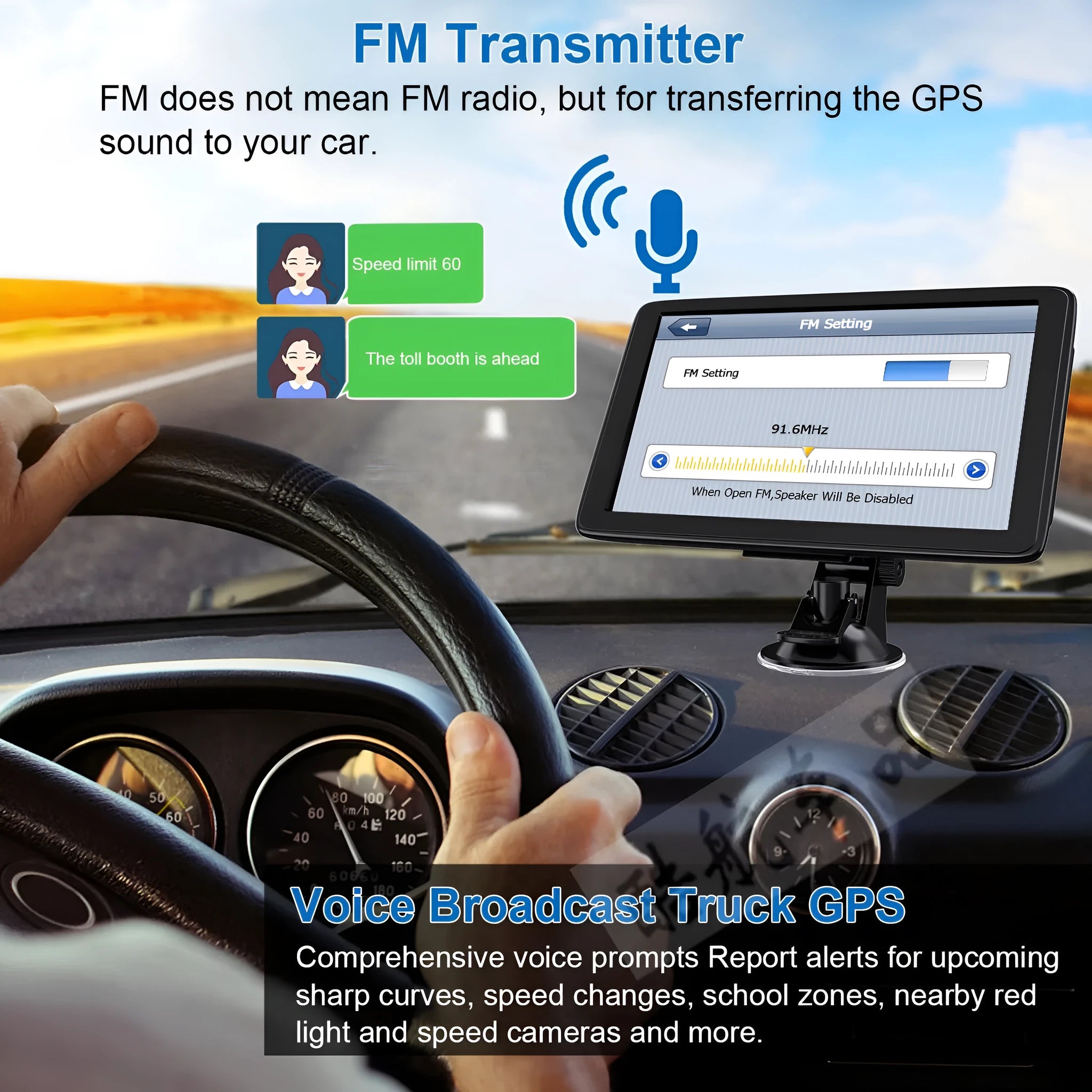 7 inch portable car GPS navigation device with touch screen display and vehicle mounting bracket
