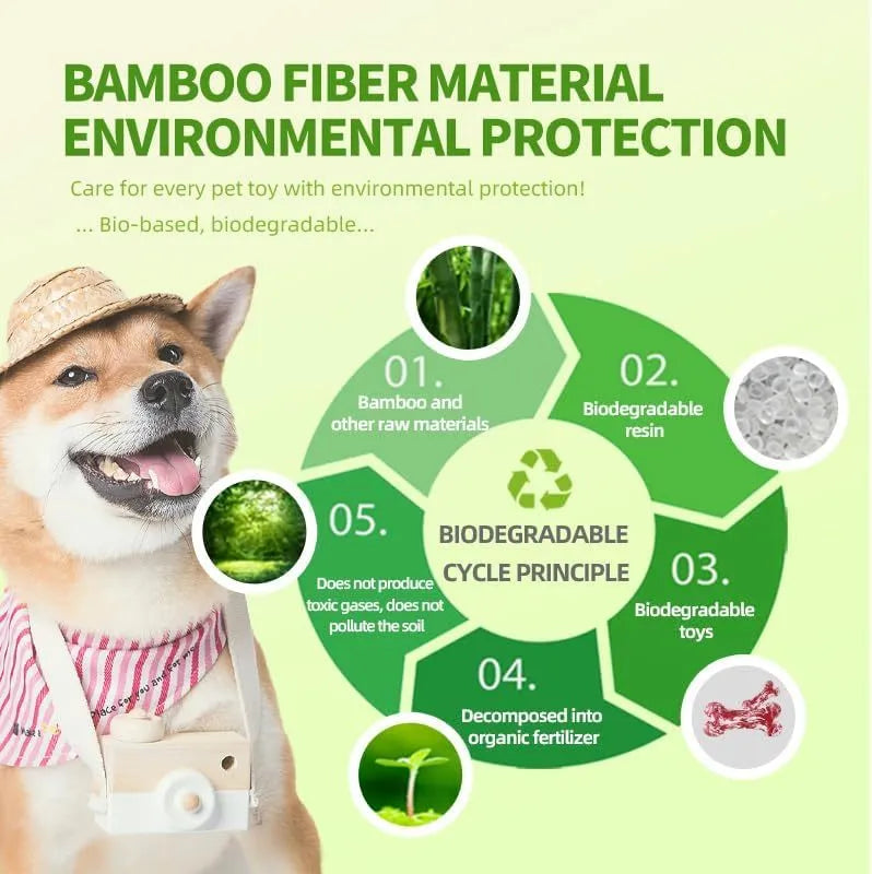 Green and white camouflage patterned natural rubber bone chew toy for dogs on a wooden floor.