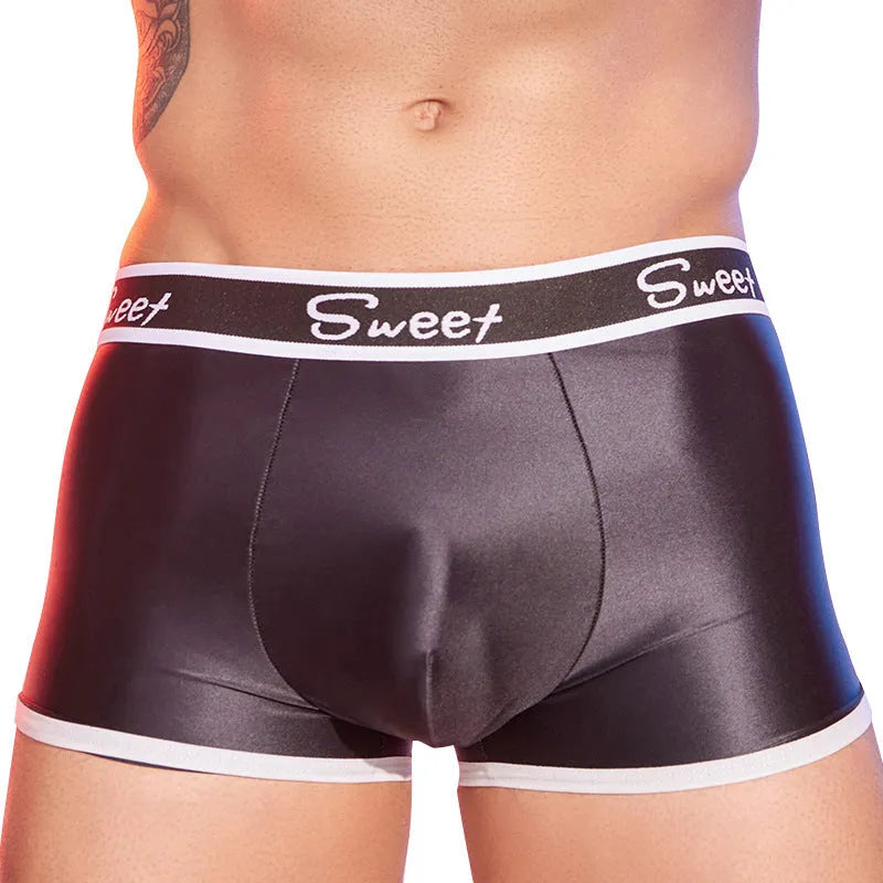 Men's silky nylon boxers in black, white and sapphire blue colours