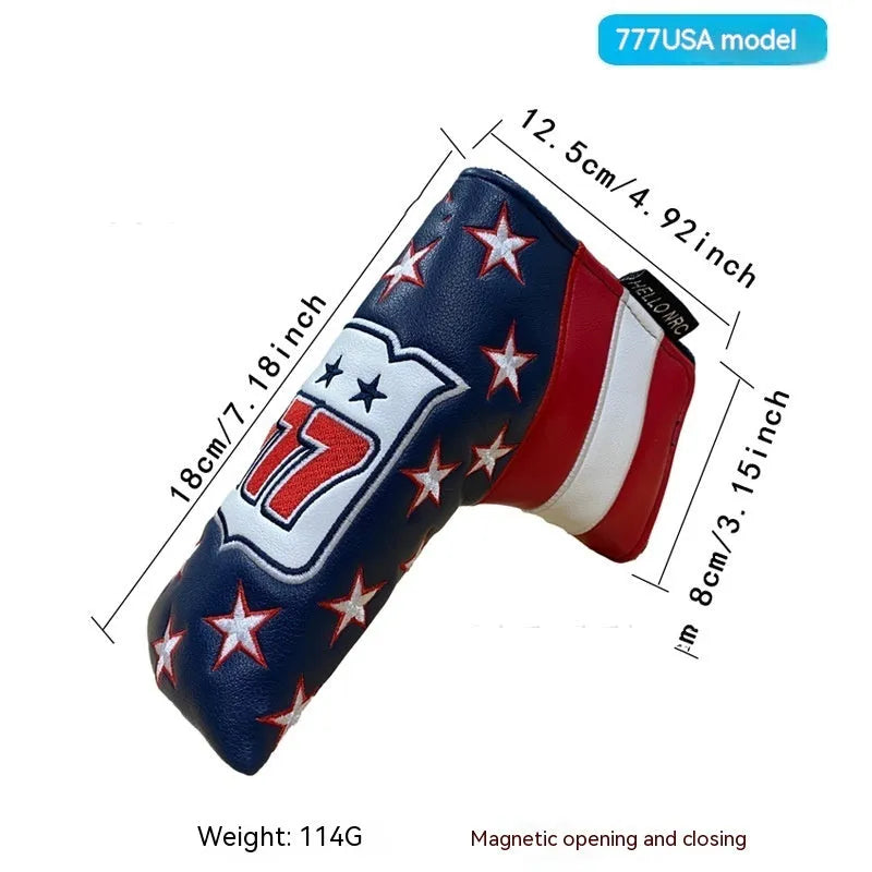 Golf putter sleeve cover in a novelty design, showing fleece lining and waterproof PU fabric.