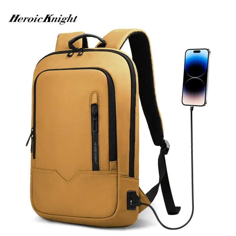 Lightweight polyester computer backpack with USB charging port in various colours