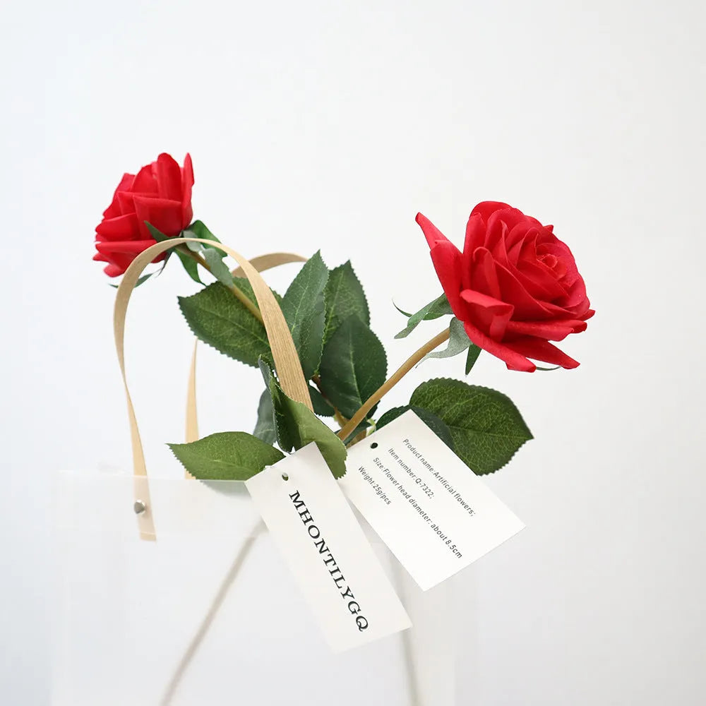 Silk touch artificial rose flower with 42cm length and 8.5cm flower head in multiple colour options
