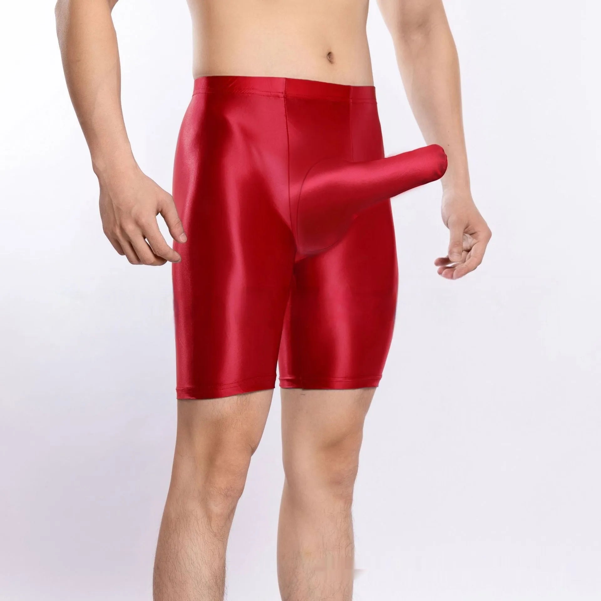 Men's plus size shiny silky sports shorts in multiple colours for gym training