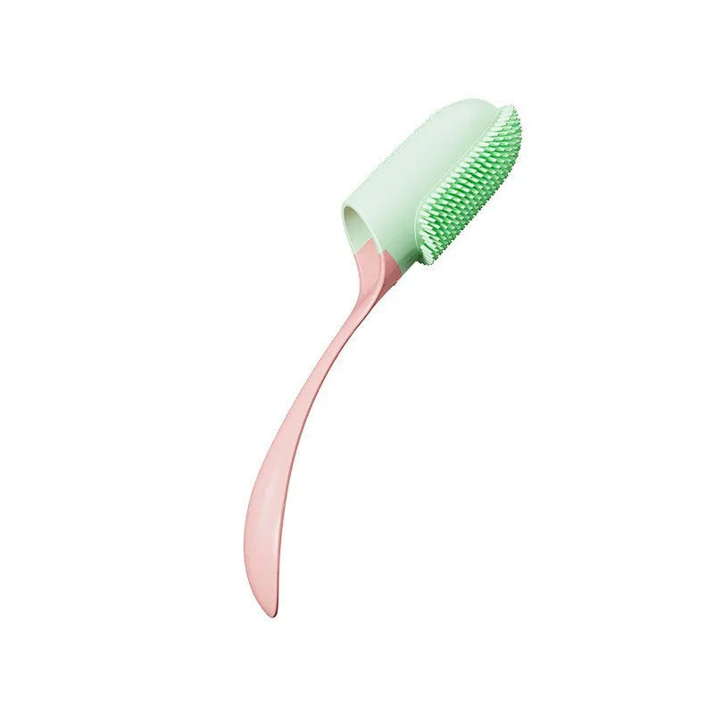 Dog dental calculus cleaning toothbrush with plastic handle in pink for removing tartar and tooth stains
