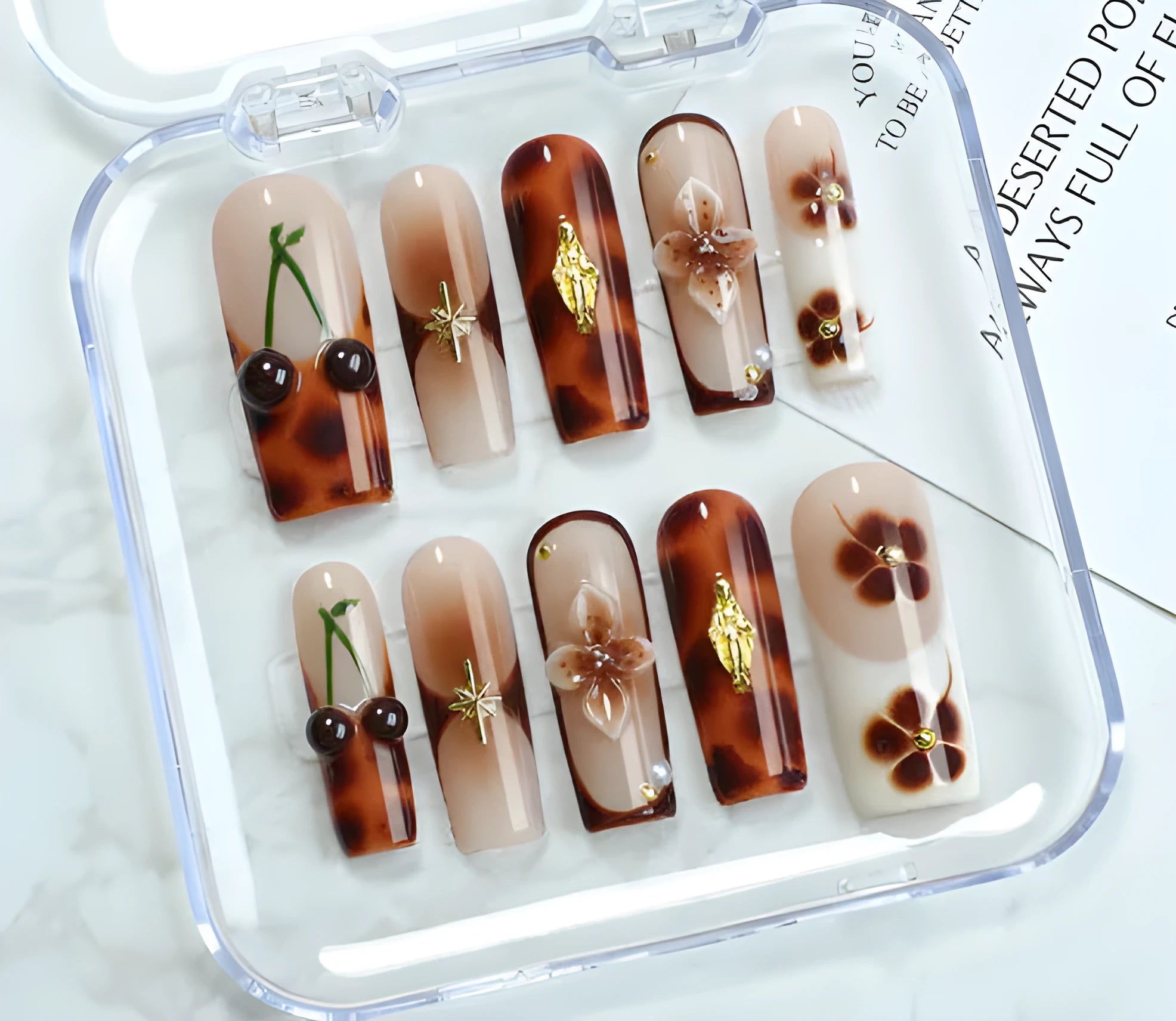 DIY gel nail sticker kit with jelly glue, rubbing strip, and French design nail patches in three sizes (S, M, L).