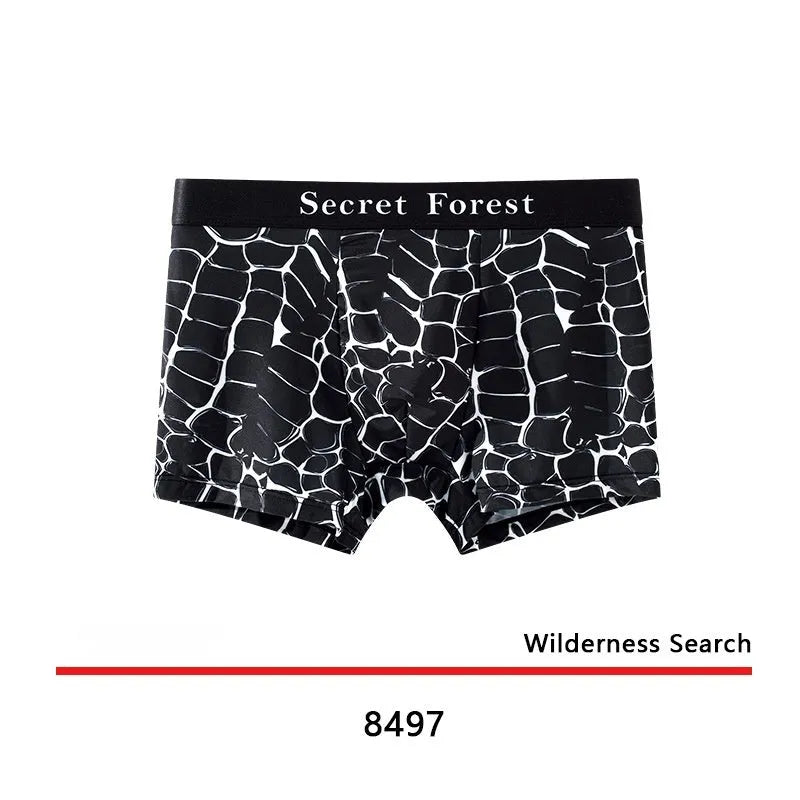 Men's loose-fit boxer shorts in black, grey, and brown colours made from thin polyester fabric.