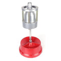 Portable aluminium hub balancer with enamel base for wheel balancing.