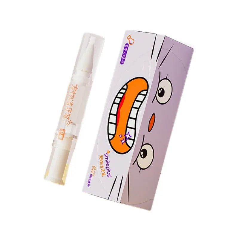 Pet teeth whitening pen with brush head for dog and cat dental care