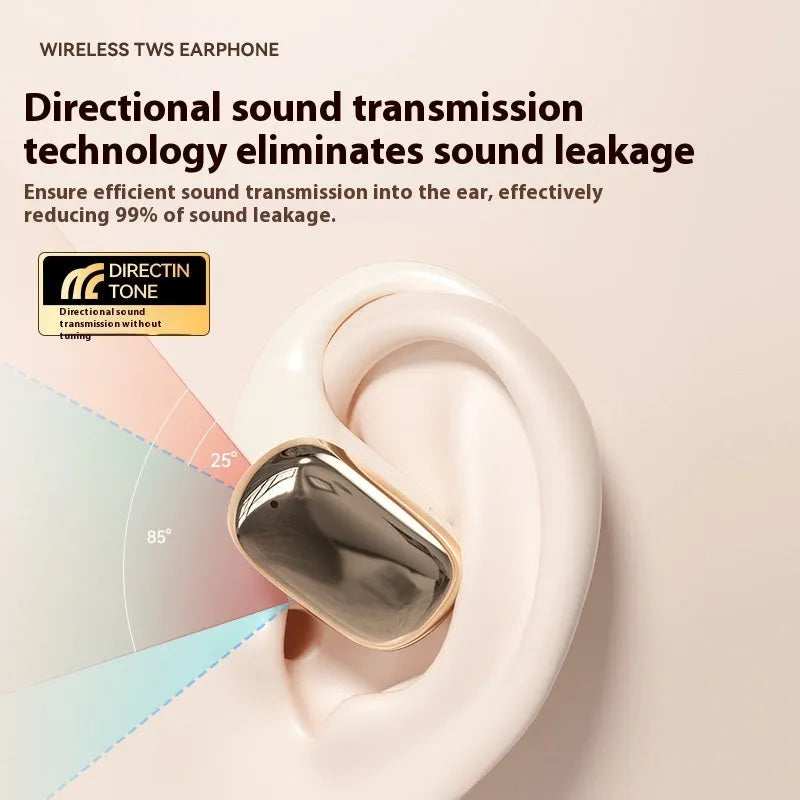 Ear-mounted wireless headphones with digital display screen in skin colour option