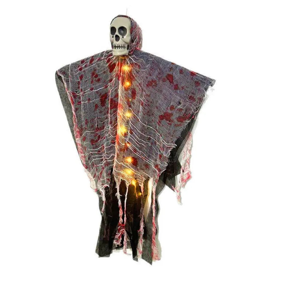 Luminous blood-dyed skull hanging ghost Halloween outdoor decoration with glow-in-the-dark features
