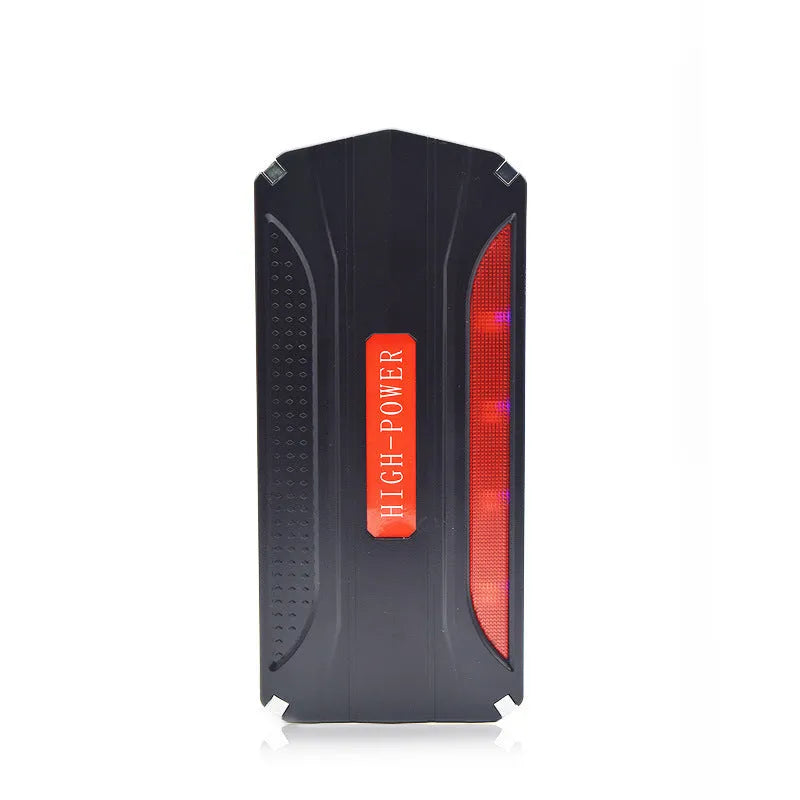 Black-red 12V vehicle emergency starting power supply measuring 178x80x30mm with safety protections