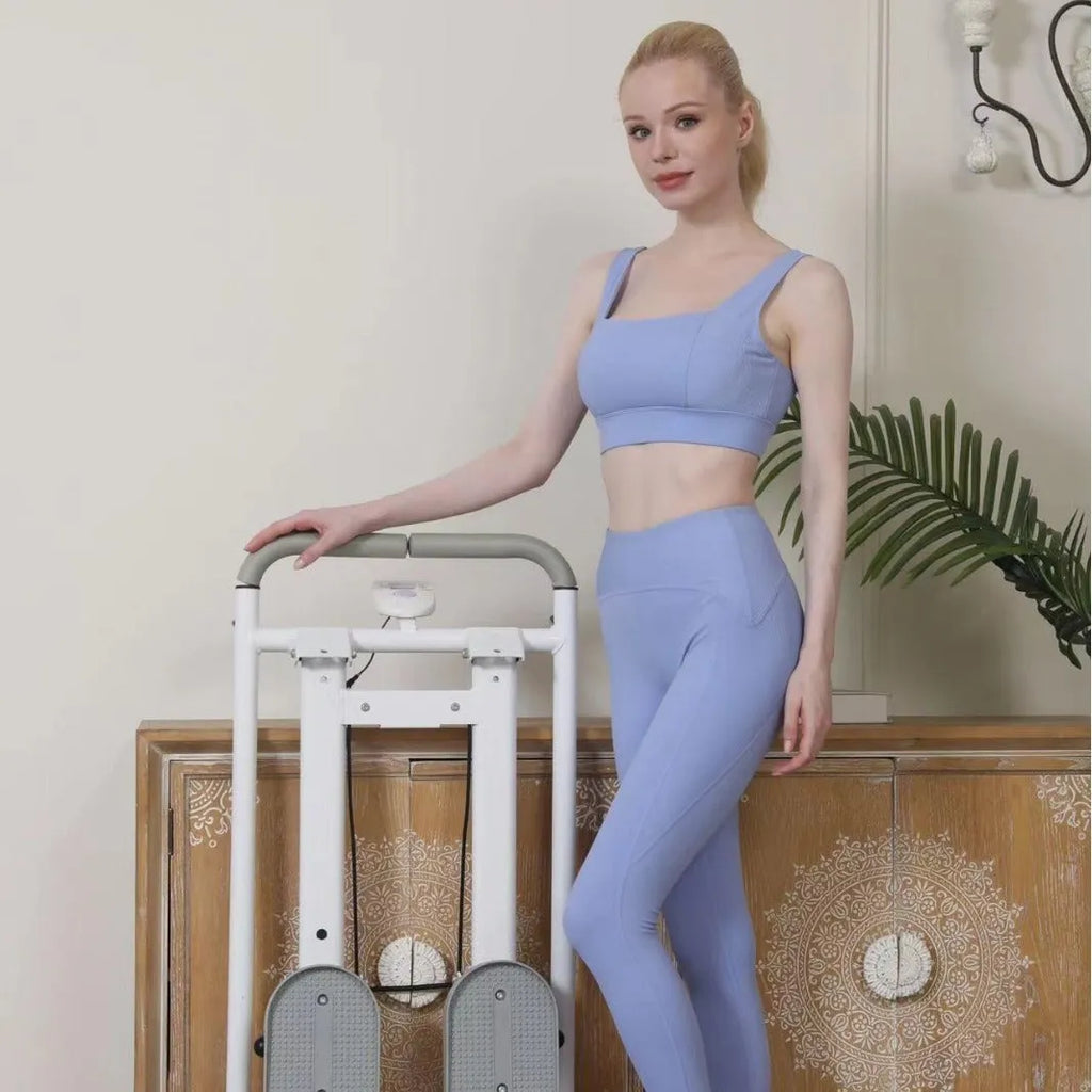 White foldable multi-function treadmill and climbing frame home fitness equipment