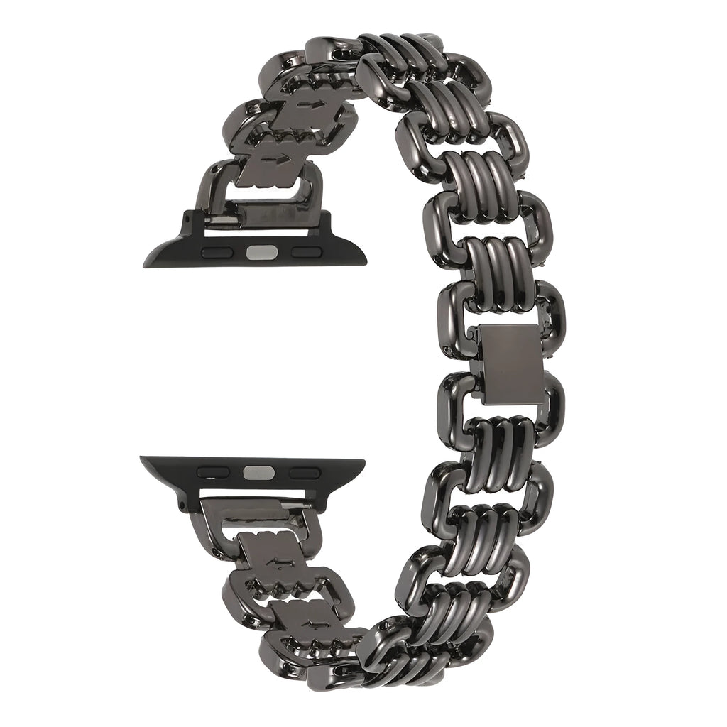 Alloy metal ladies watch bracelet for Apple Watch in silver, black, gold, rose gold, and Starlight colours