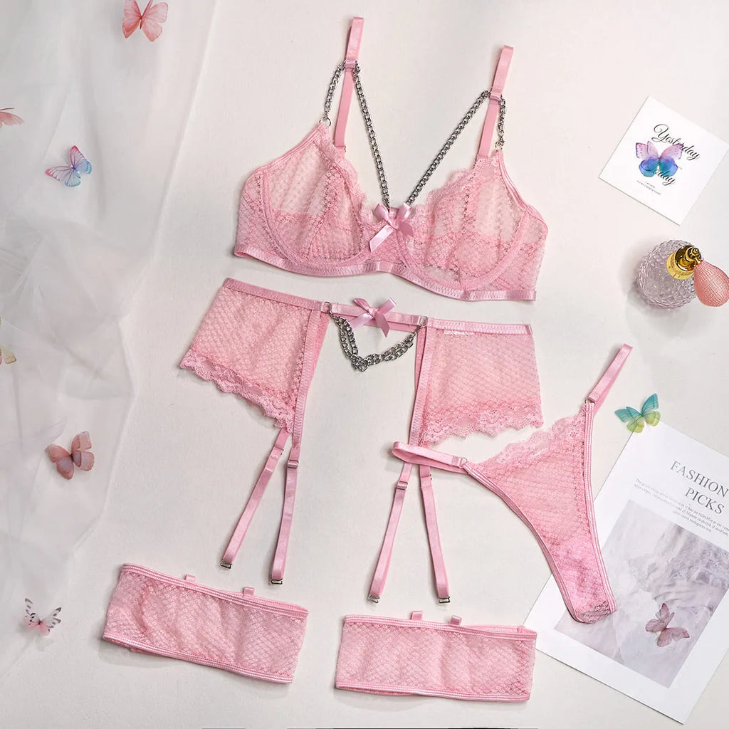 Women's low cut polyester underwear set in light pink, available in sizes S-XXXL