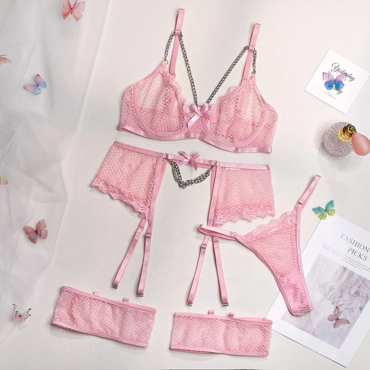 Women's low cut polyester underwear set in light pink, available in sizes S-XXXL