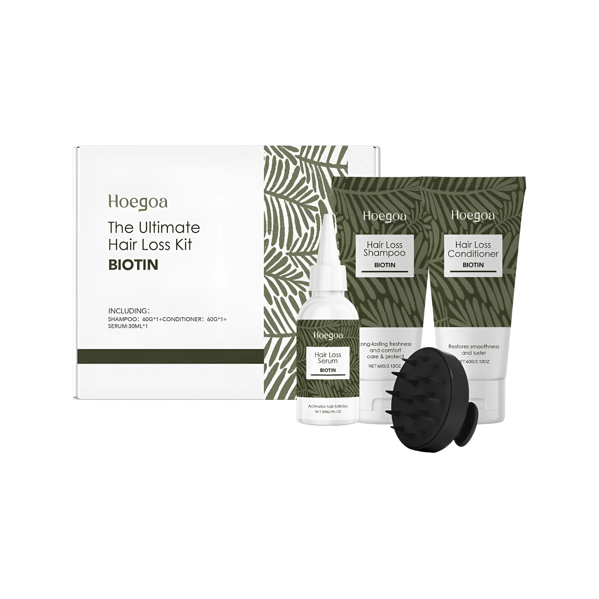 HOEGOA hair loss kit with shampoo conditioner hair essence and massage comb