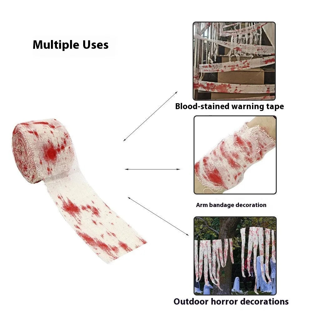 Halloween horror bandage gauze fabric bloody cloth strip polyester material 8cm width