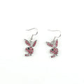 Cute rabbit-shaped stud earrings with diamond detail in silver, pink, or gold colour.