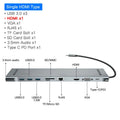 Grey aluminium ten-port USB hub docking station with cooling bracket for HDMI VGA and gigabit ethernet