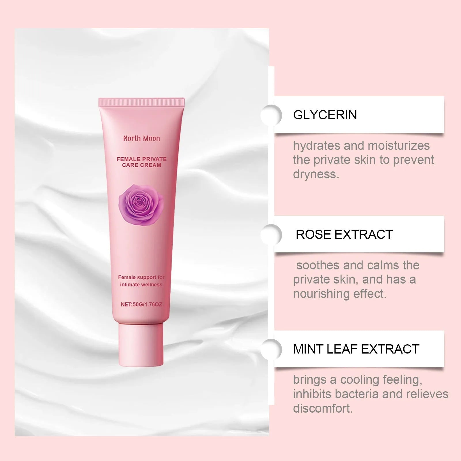 50g moisturising cream container for dry skin with water, glycerol and botanical extracts