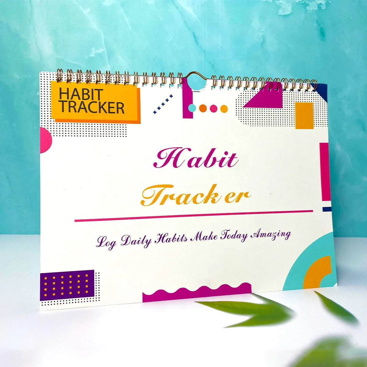 English habit tracking planner with 12 pages in pink white, purple white, flower white or yellow white covers