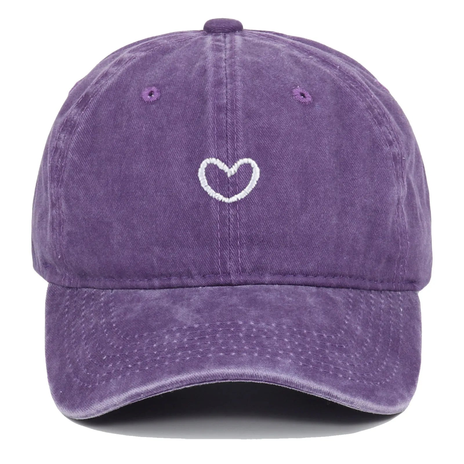 Retro embroidered cotton peaked cap in an adjustable size on a neutral background.