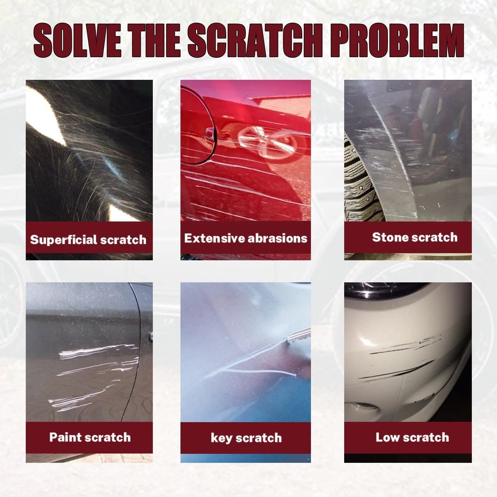 60ml bottle of car scratch repair wax with applicator for paint surface maintenance.