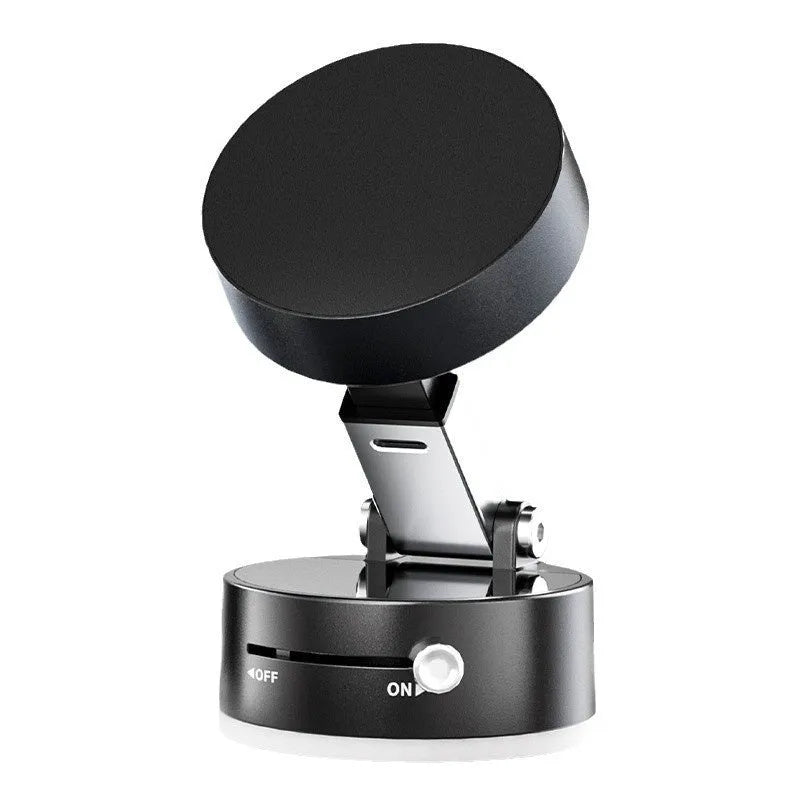 Vacuum magnetic suction phone bracket in black for car dashboard or desk use