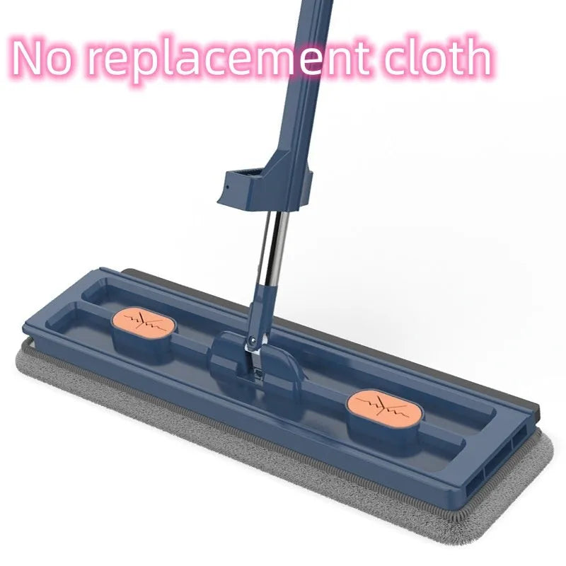 Large flat mop with stainless steel handle and rotating head for floor cleaning